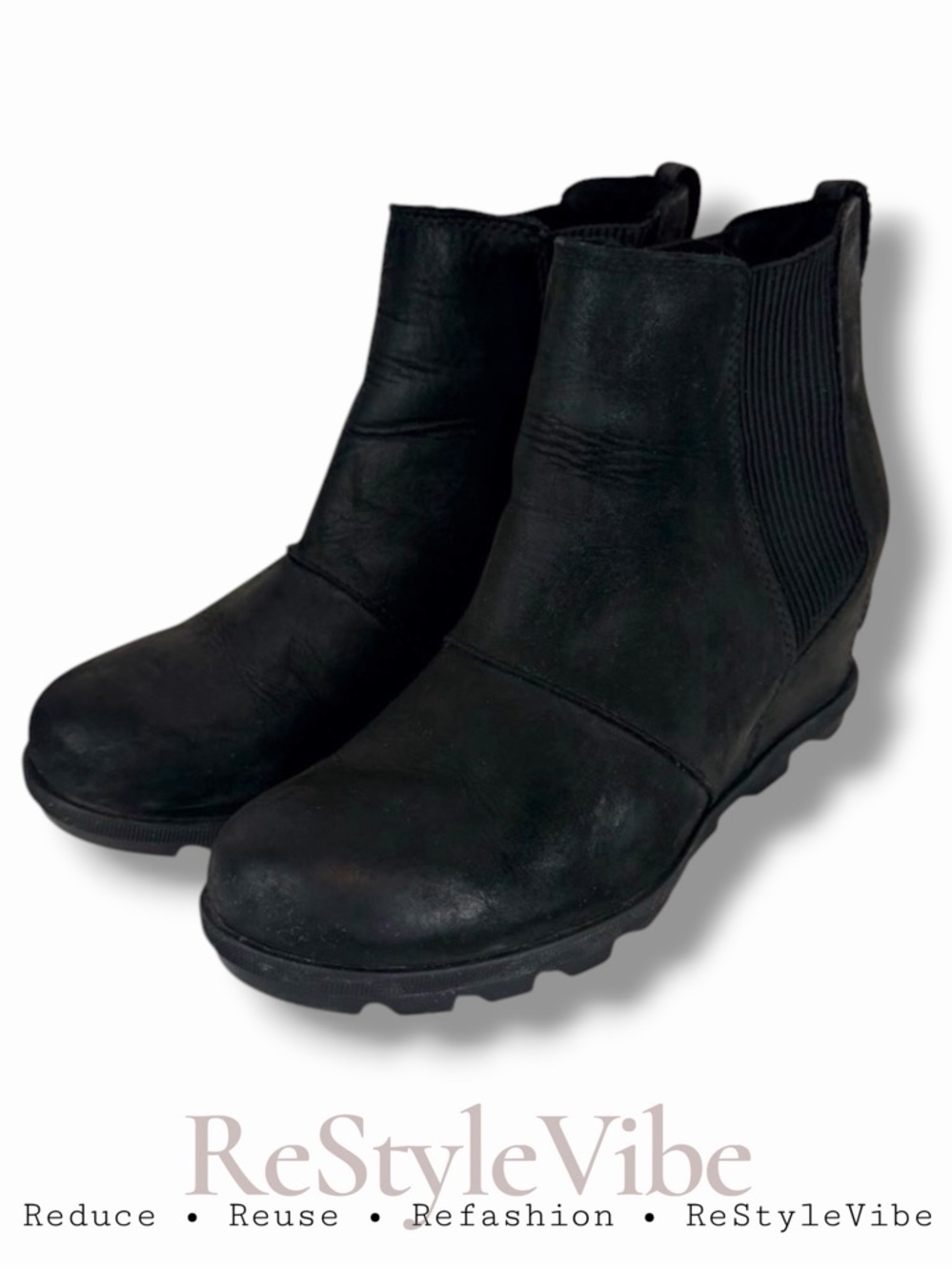 SOREL Women’s Size 10 Boots Booties Wedge Style Fit Genuine Leather Black